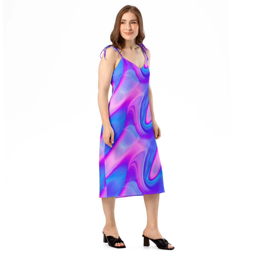 Cosmic Satin on Slip Dress — Right Front