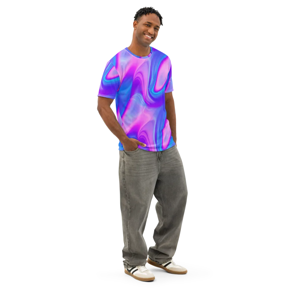 Cosmic Satin on Men's Cotton Crew Neck T-Shirt — Right Front