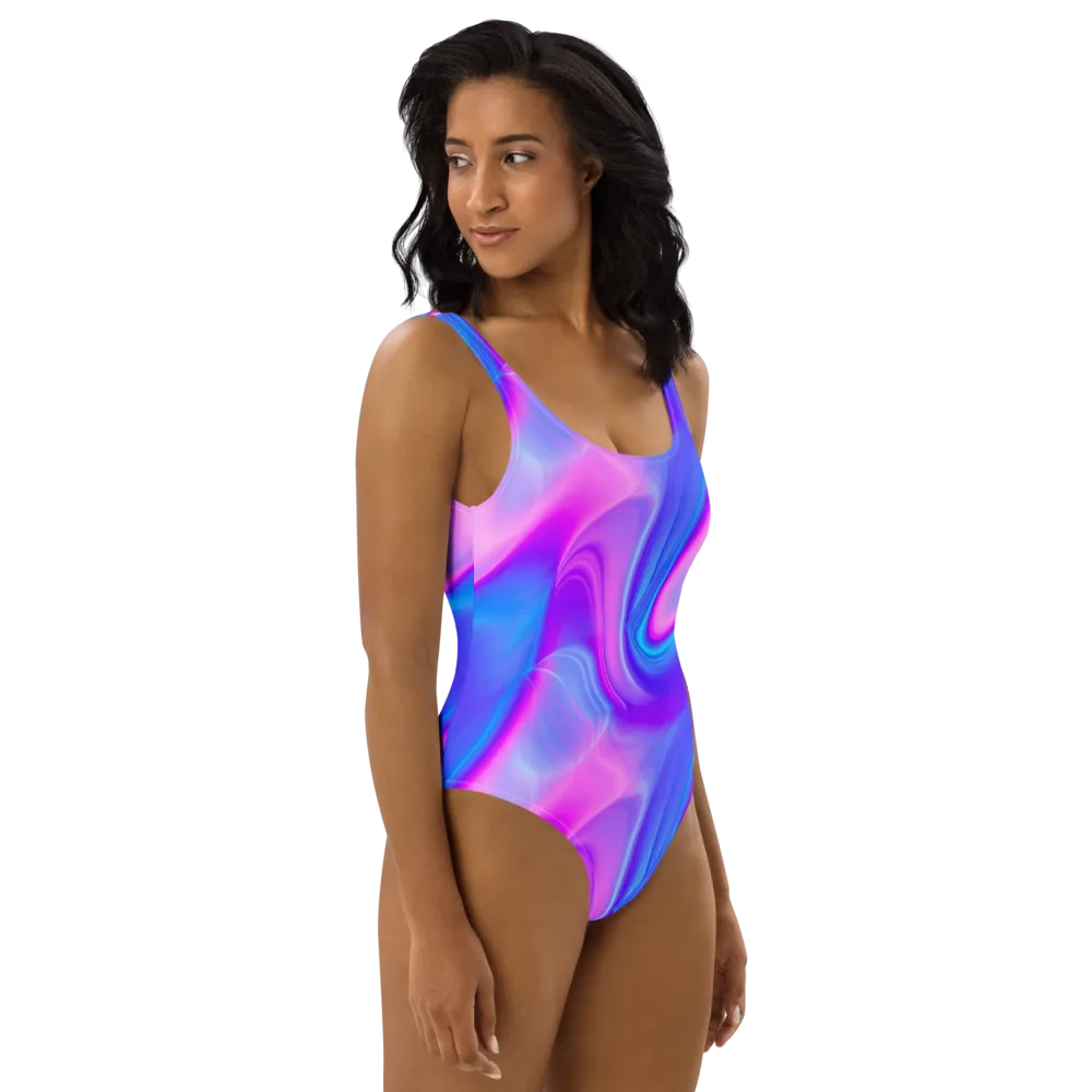 Cosmic Satin on One-Piece Swimsuit — Right