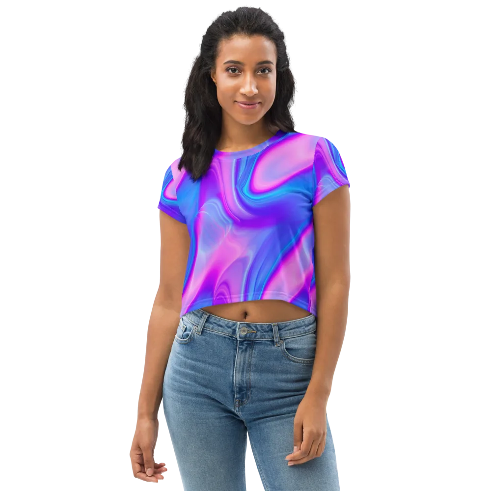 Cosmic Satin on Crop Tee — Front