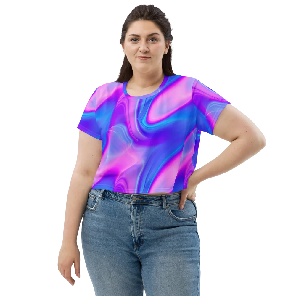 Cosmic Satin on Crop Tee — Front