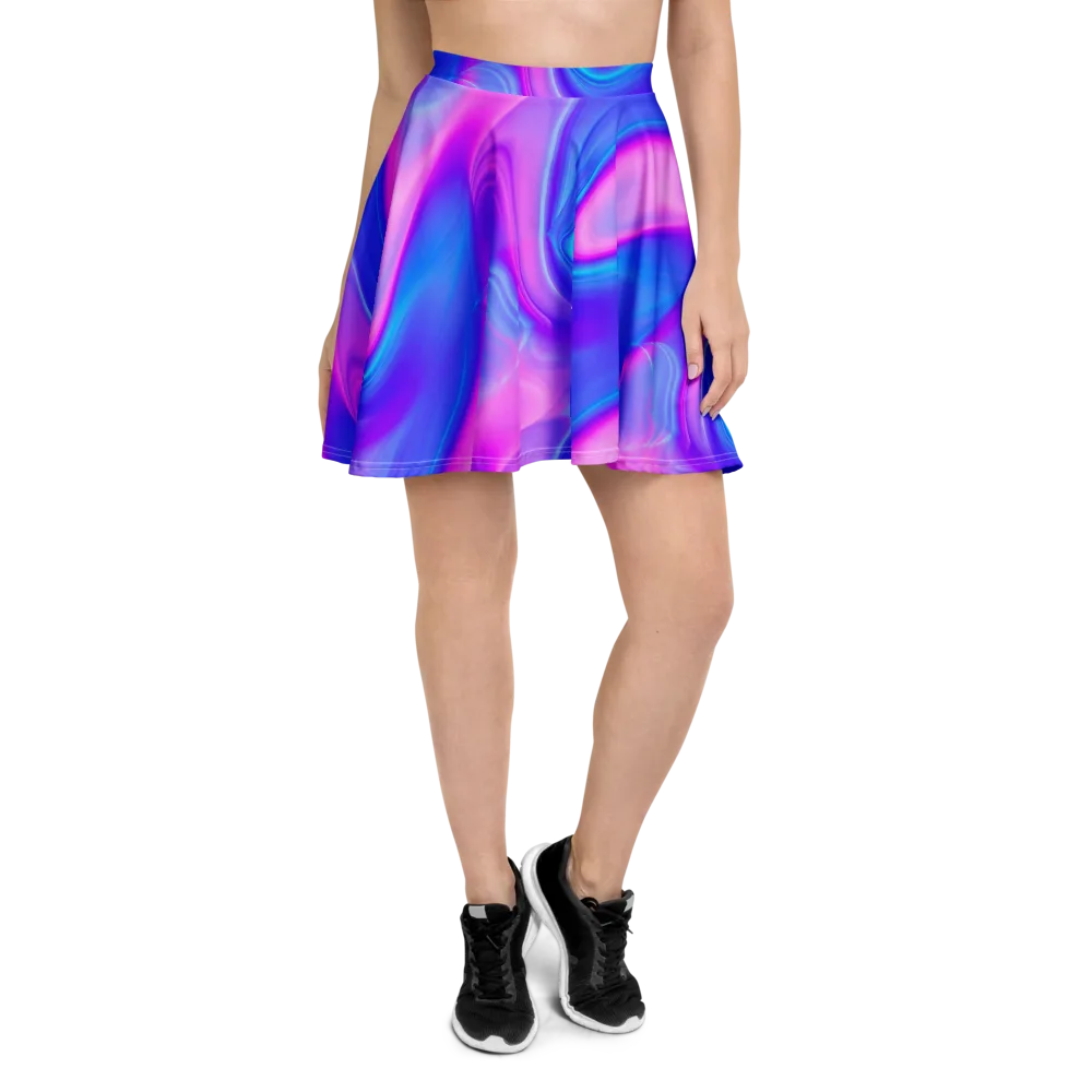 Cosmic Satin on Skater Skirt — Front