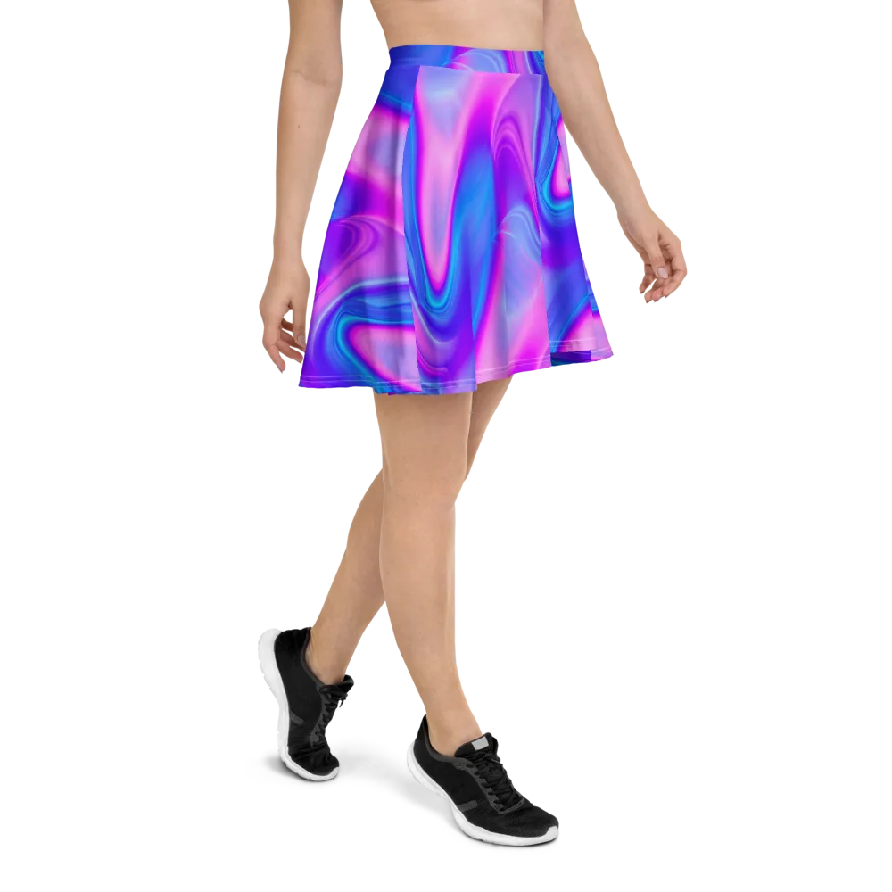 Cosmic Satin on Skater Skirt — Right