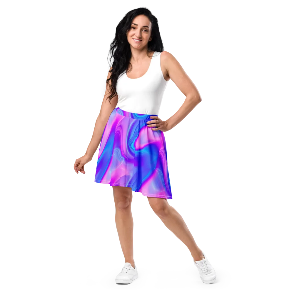 Cosmic Satin on Skater Skirt — Front