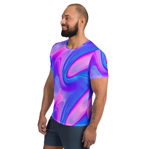 Cosmic Satin on a Men's Athletic T-Shirt