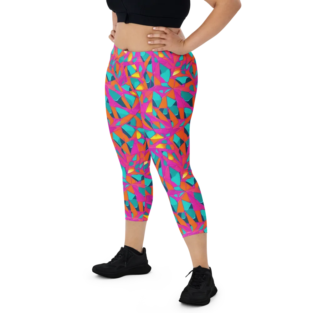 Tropical Fracture on Capri Leggings — Front