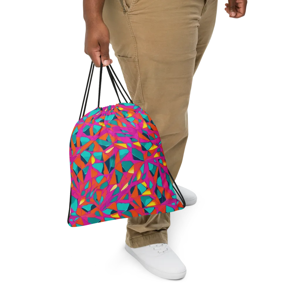Tropical Fracture on Drawstring Bag — Front