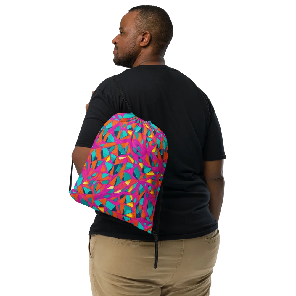 Tropical Fracture on Drawstring Bag — Front