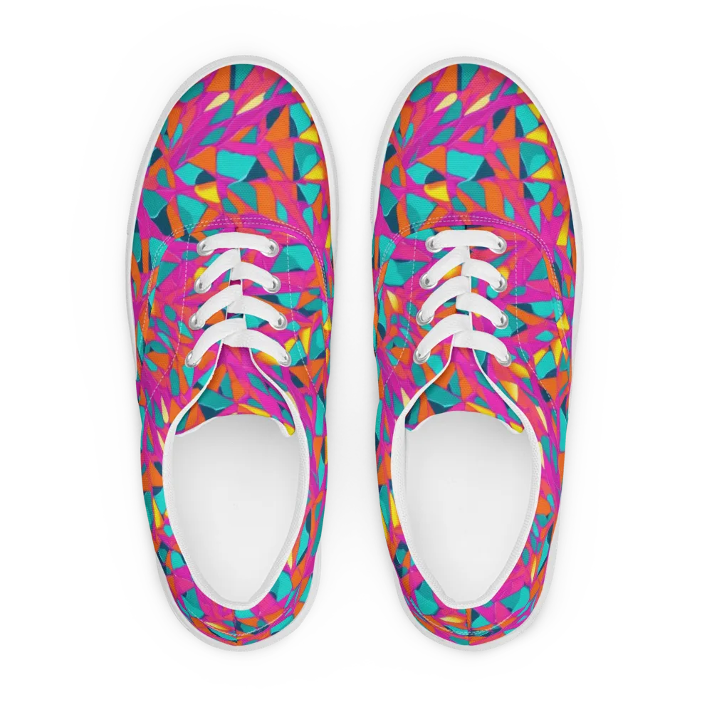 Tropical Fracture on Men's Lace-Up Canvas Shoes — Front