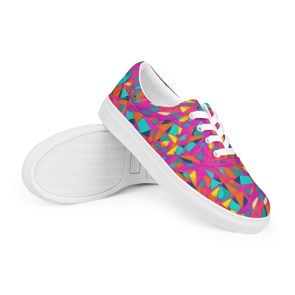 Tropical Fracture on Men's Lace-Up Canvas Shoes — Right Front