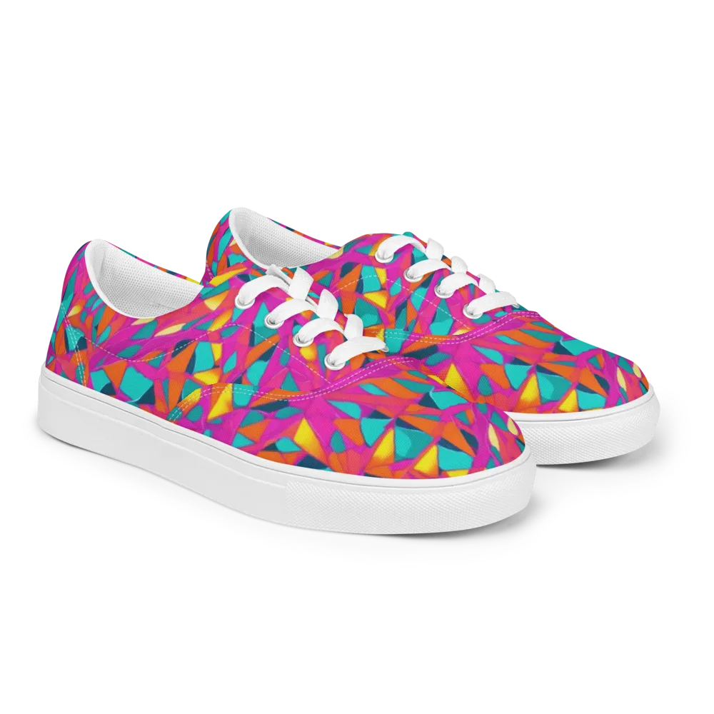 Tropical Fracture on Men's Lace-Up Canvas Shoes — Right Front