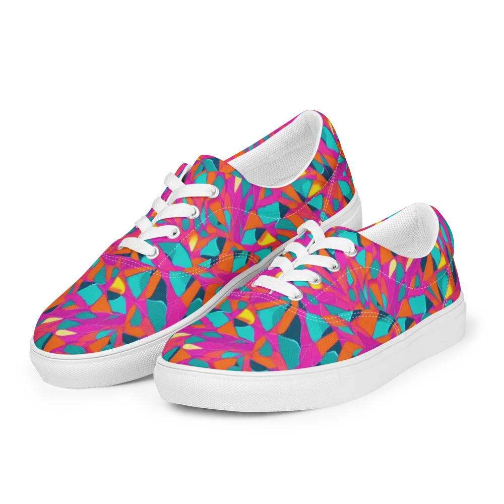 Tropical Fracture on Men's Lace-Up Canvas Shoes — Left Front