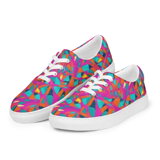 Tropical Fracture on Men's Lace-Up Canvas Shoes
