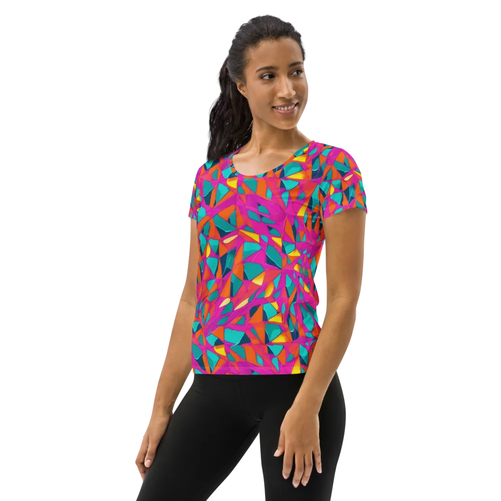 Tropical Fracture on Women's Athletic T-Shirt — Left