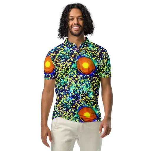 Illuminated Whirl on a Men's Slim Fit Polo Shirt