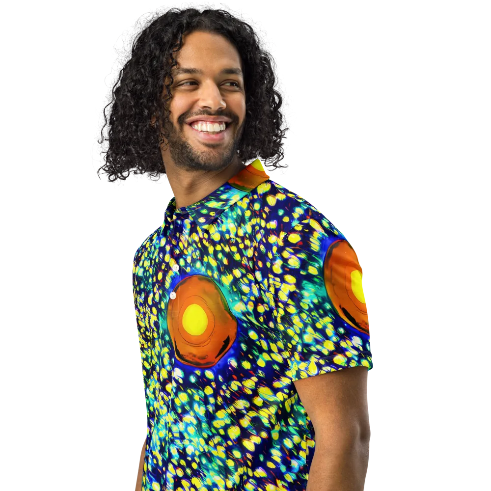 Illuminated Whirl on Men's Slim Fit Polo Shirt — Left Front