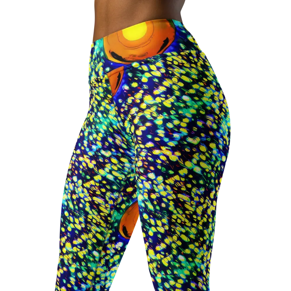 Illuminated Whirl on Yoga Leggings — Left Front