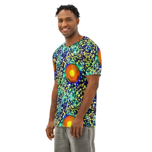 Illuminated Whirl on a Men's Cotton Crew Neck T-Shirt