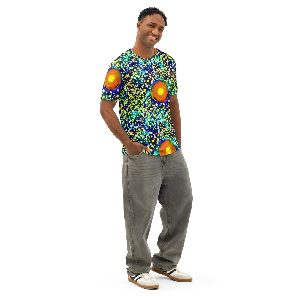 Illuminated Whirl on Men's Cotton Crew Neck T-Shirt — Right Front