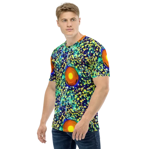 Illuminated Whirl on a Men's Crew Neck T-Shirt