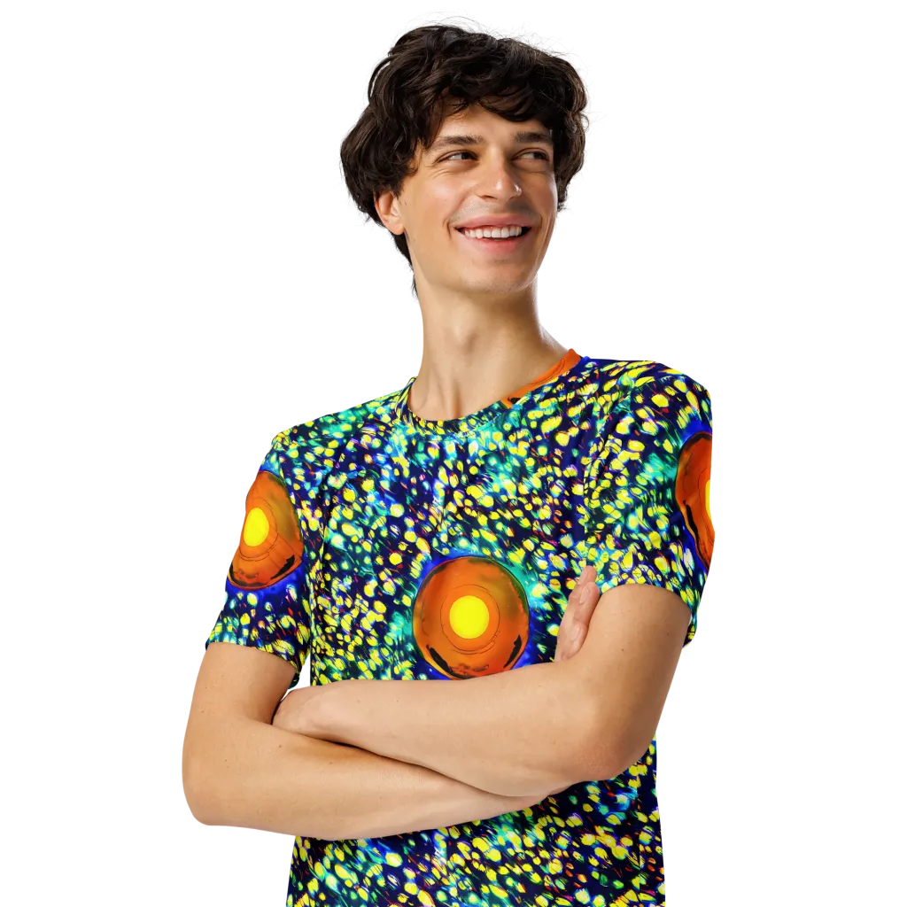 Illuminated Whirl on Men's Crew Neck T-Shirt — Left Front