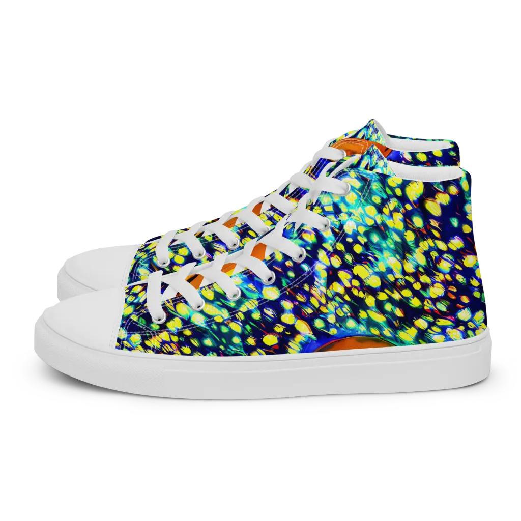 Illuminated Whirl on Men's High Top Canvas Shoes — Left