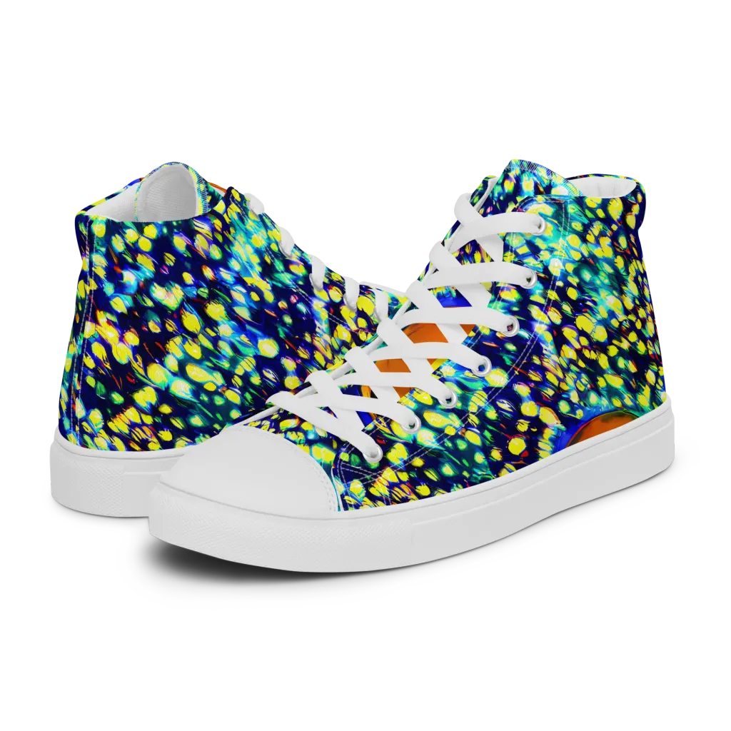 Illuminated Whirl on Men's High Top Canvas Shoes — Left