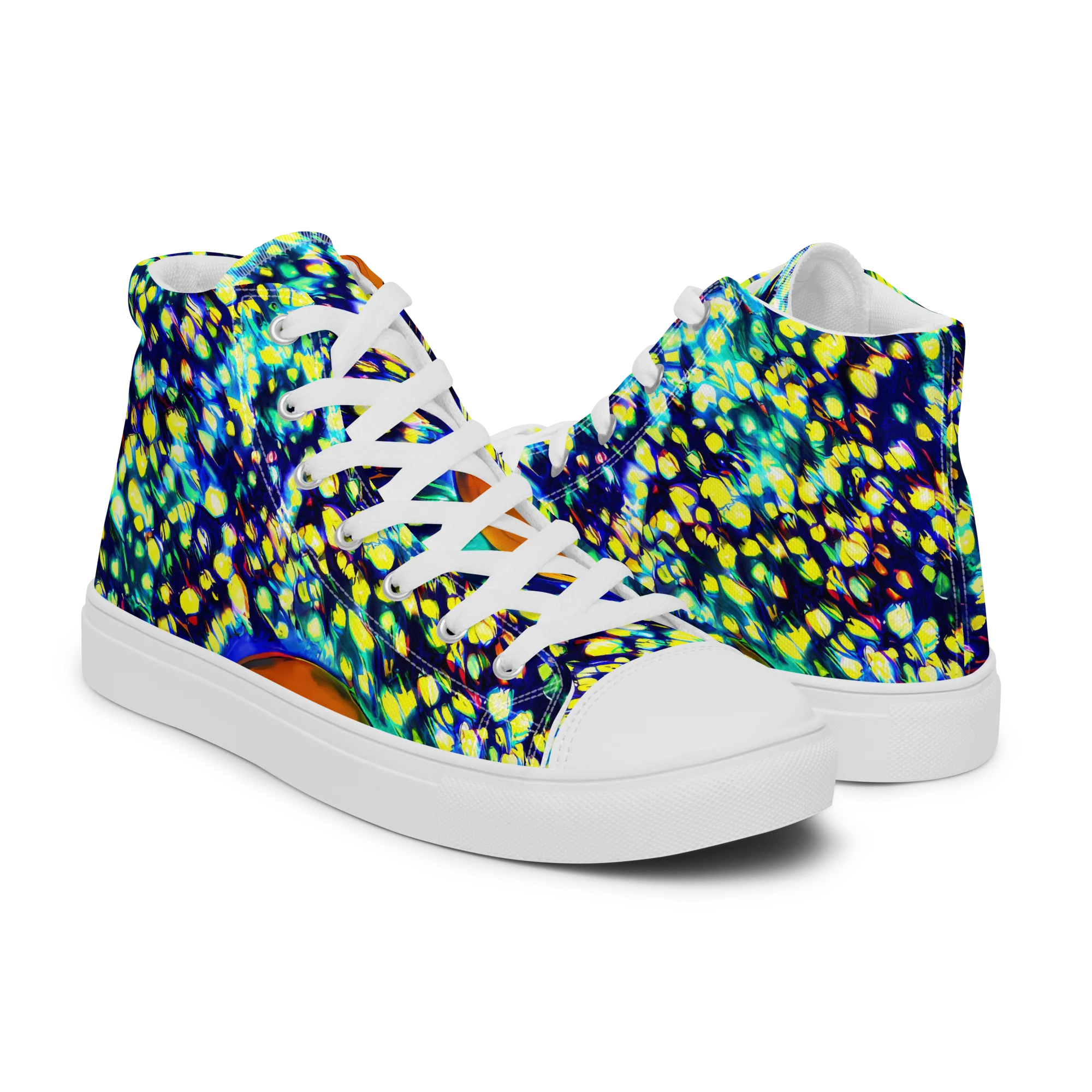 Illuminated Whirl on Men's High Top Canvas Shoes — Right