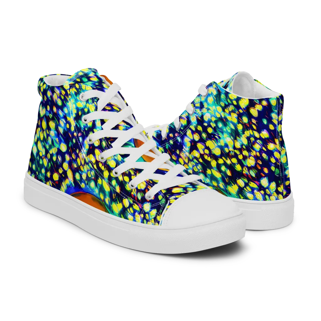 Illuminated Whirl on Men's High Top Canvas Shoes — Right