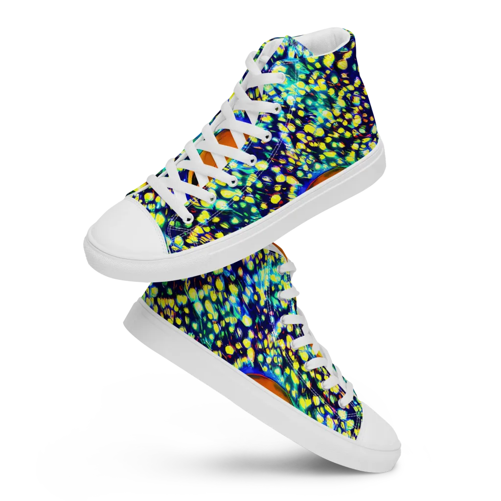 Illuminated Whirl on Men's High Top Canvas Shoes — Front