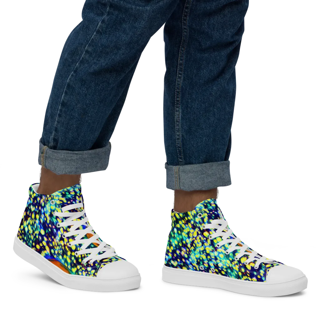 Illuminated Whirl on Men's High Top Canvas Shoes — Right