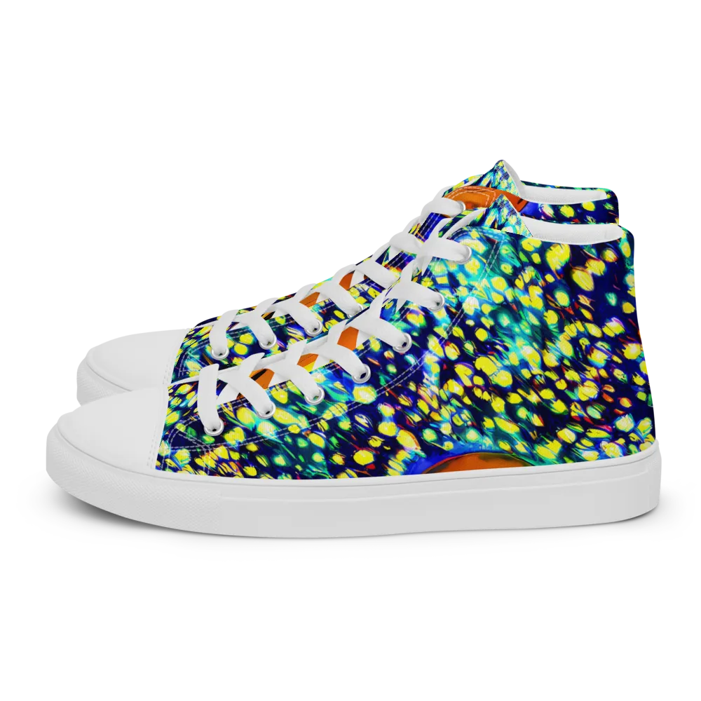 Illuminated Whirl on Women's High Top Canvas Shoes — Left
