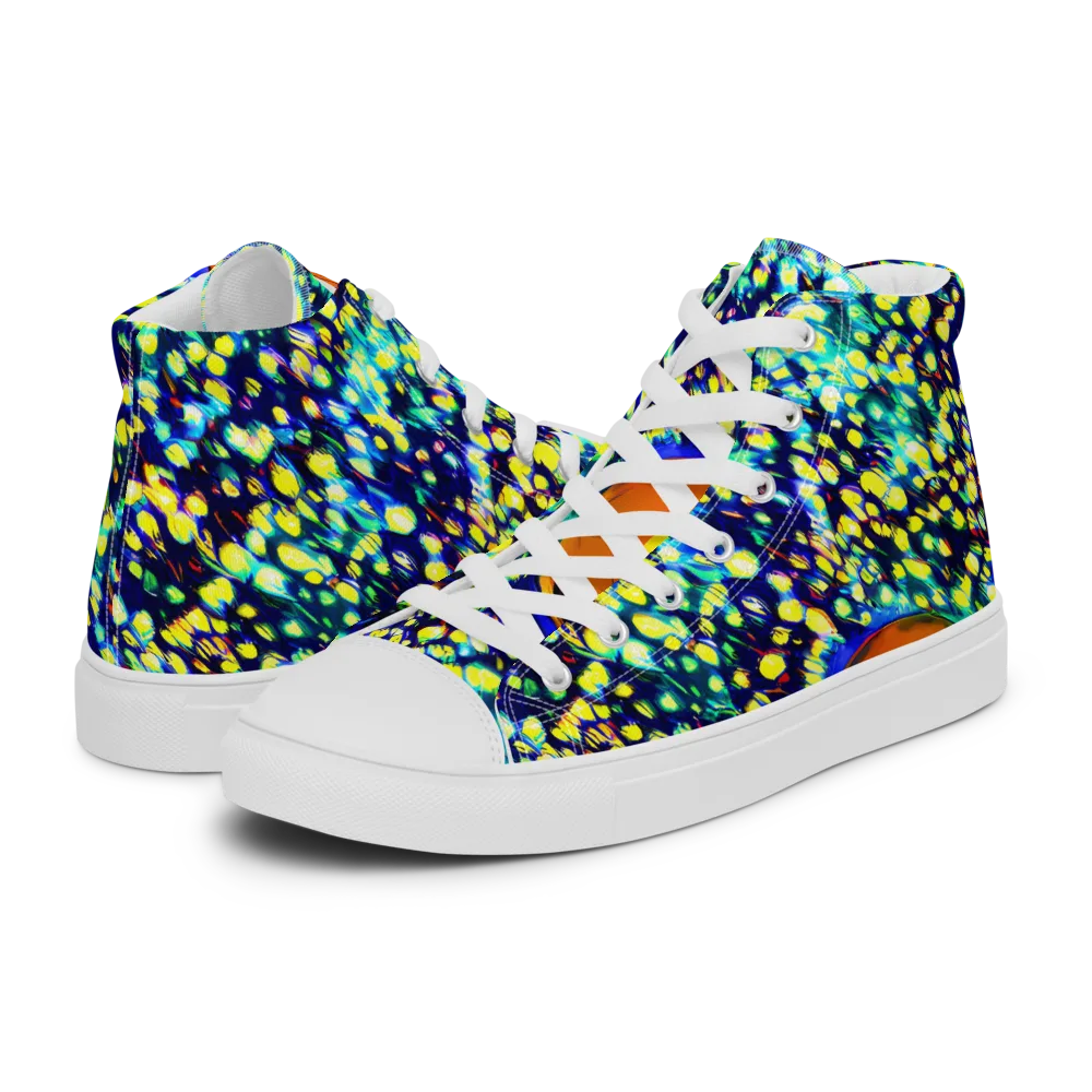 Illuminated Whirl on Women's High Top Canvas Shoes — Left