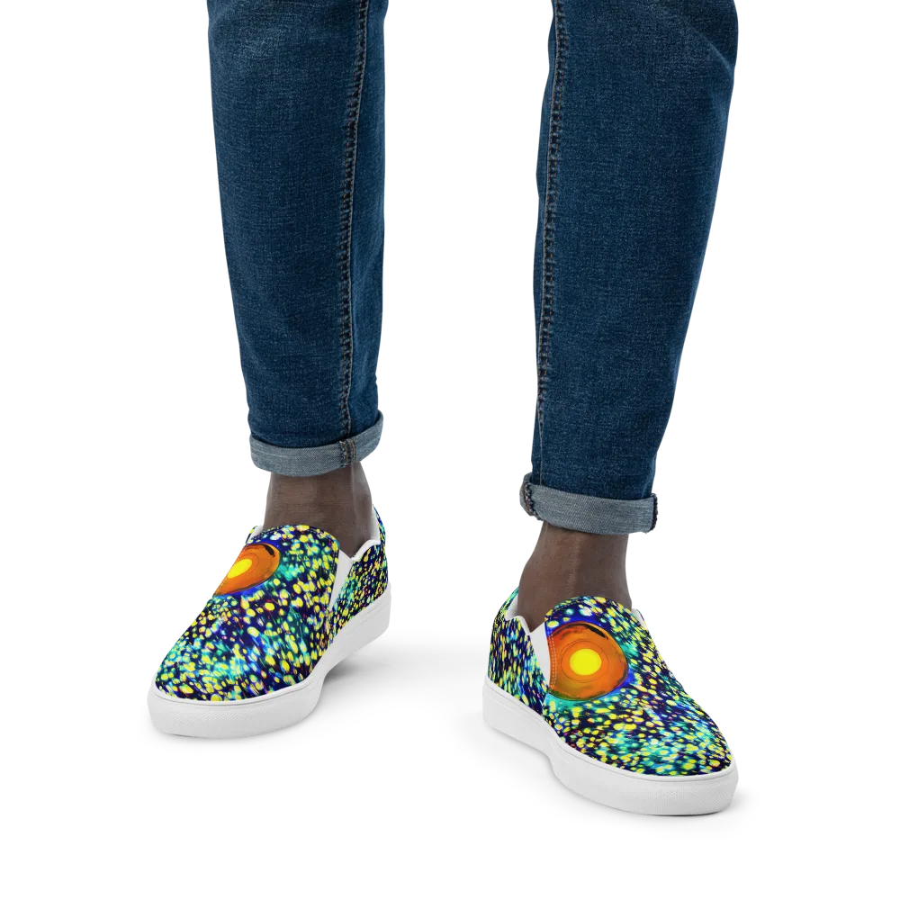 Illuminated Whirl on Men's Slip-On Canvas Shoes — Front