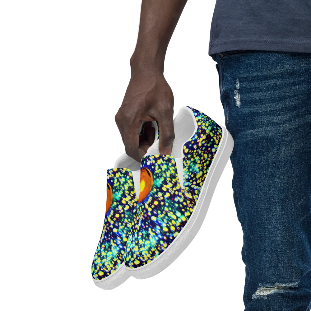 Illuminated Whirl on Men's Slip-On Canvas Shoes — Left Front