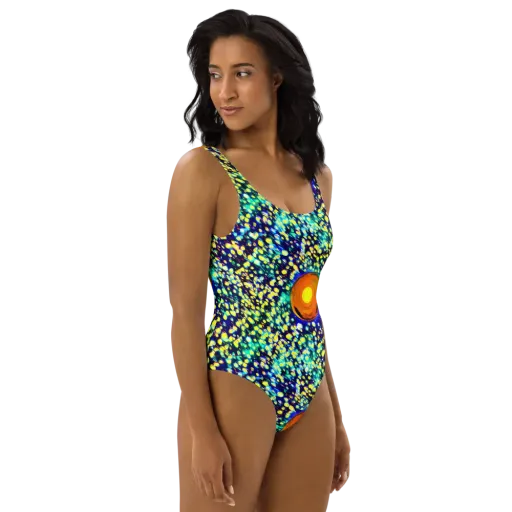 Illuminated Whirl on a One-Piece Swimsuit