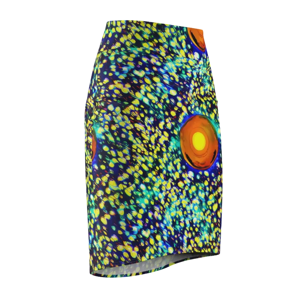 Illuminated Whirl on Pencil Skirt — Front Side