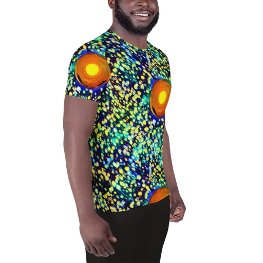 Illuminated Whirl on a Men's Athletic T-Shirt