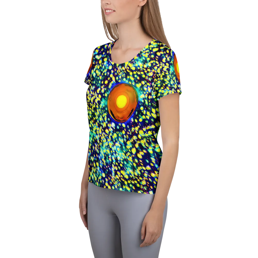 Illuminated Whirl on Women's Athletic T-Shirt — Left