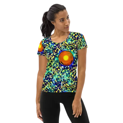 Illuminated Whirl on a Women's Athletic T-Shirt