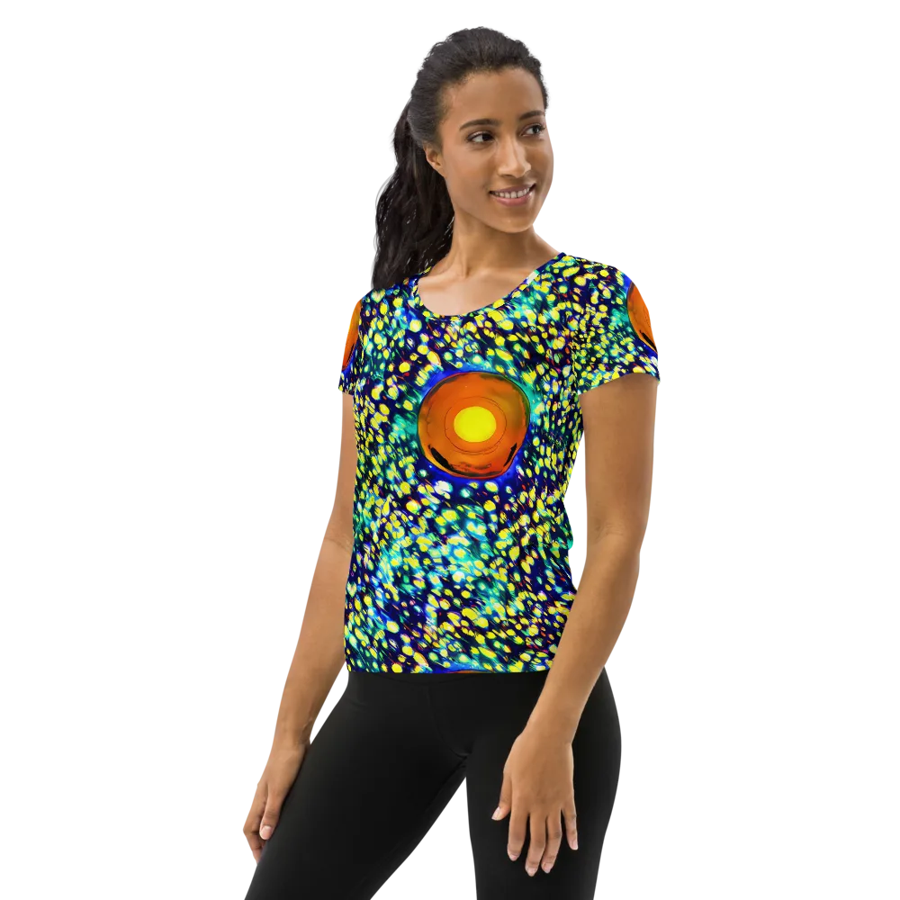 Illuminated Whirl on Women's Athletic T-Shirt — Left
