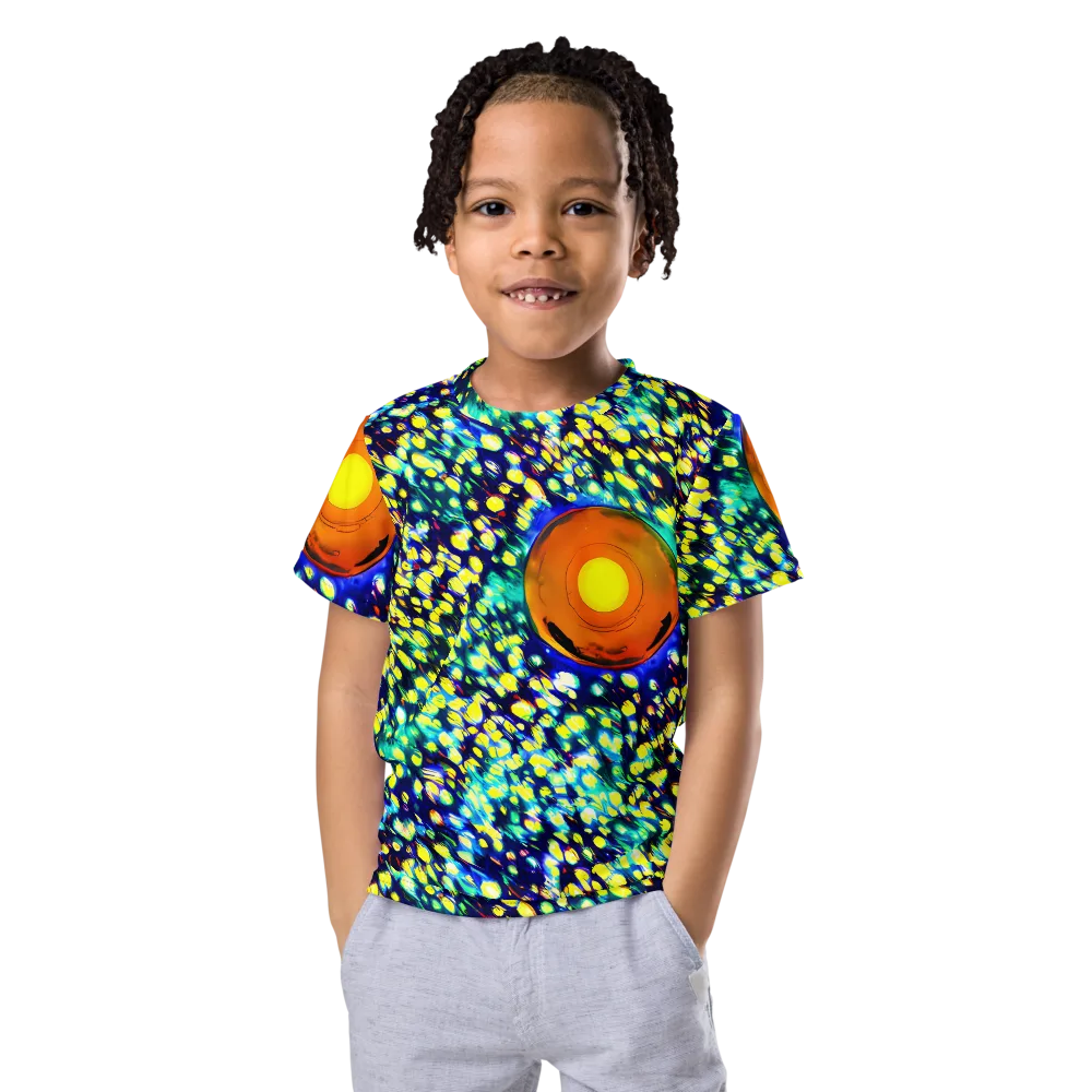 Illuminated Whirl on Kids Crew Neck T-Shirt — Front