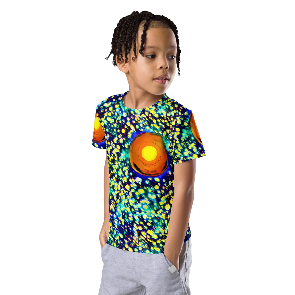 Illuminated Whirl on Kids Crew Neck T-Shirt — Left Front
