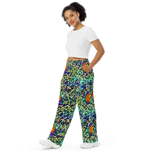 Illuminated Whirl on a Wide-Leg Pants