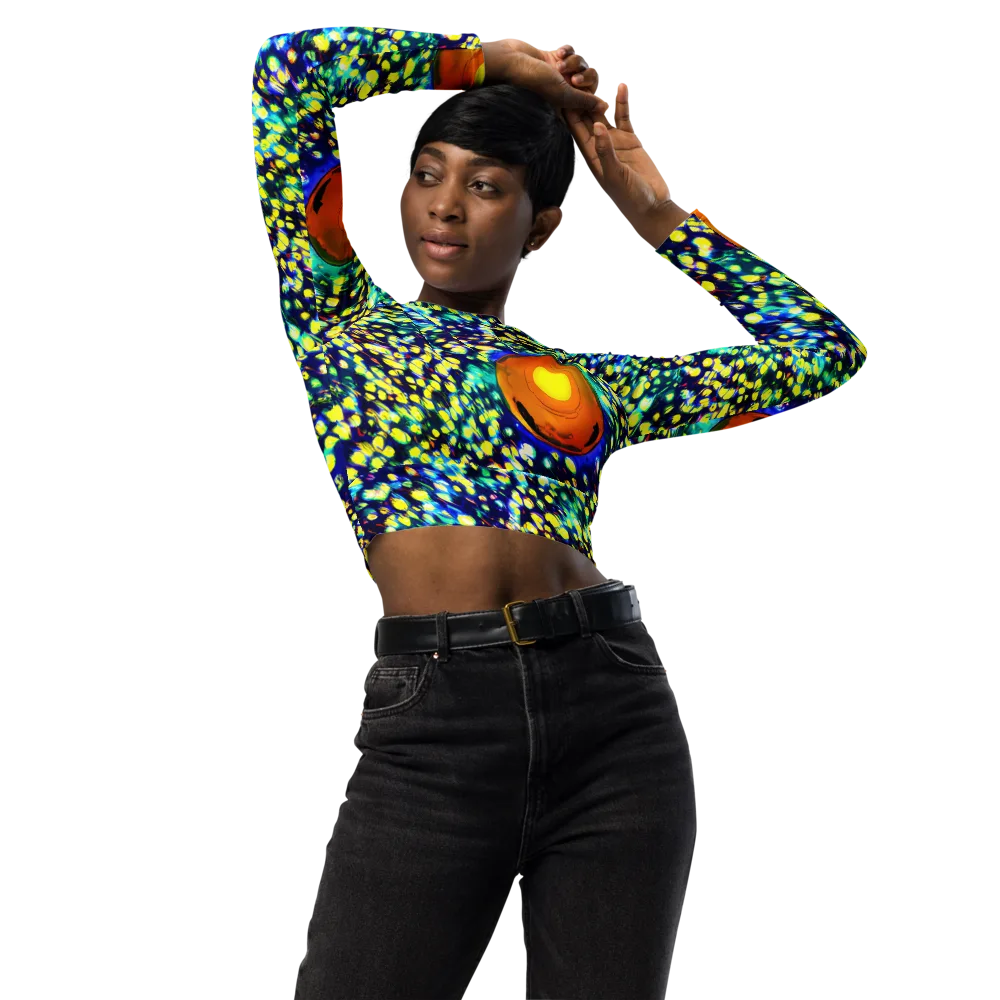 Illuminated Whirl on Long Sleeve Crop Top — Front