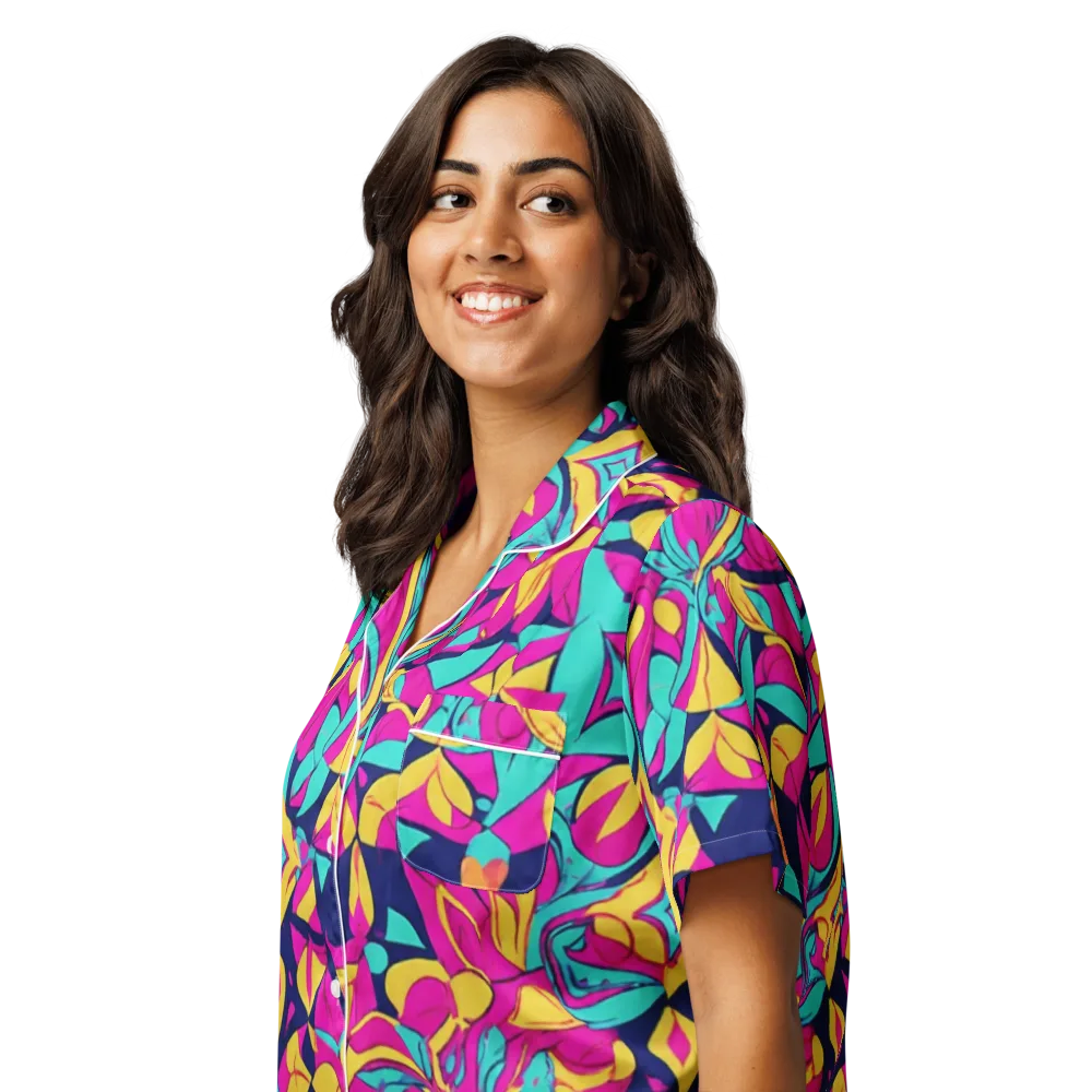 Magentaverse on Women's Short Sleeve Pajama Top — Left Front