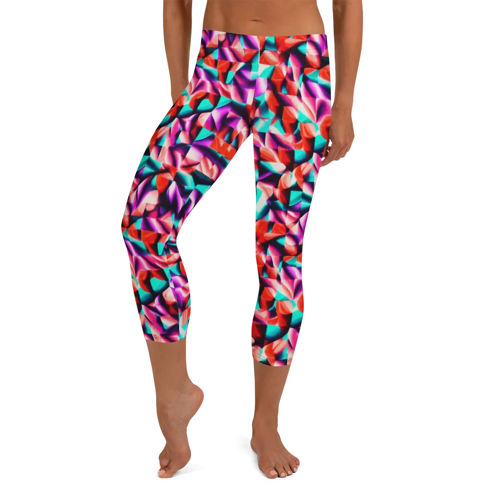 Electric Petalwork on Capri Leggings — Front