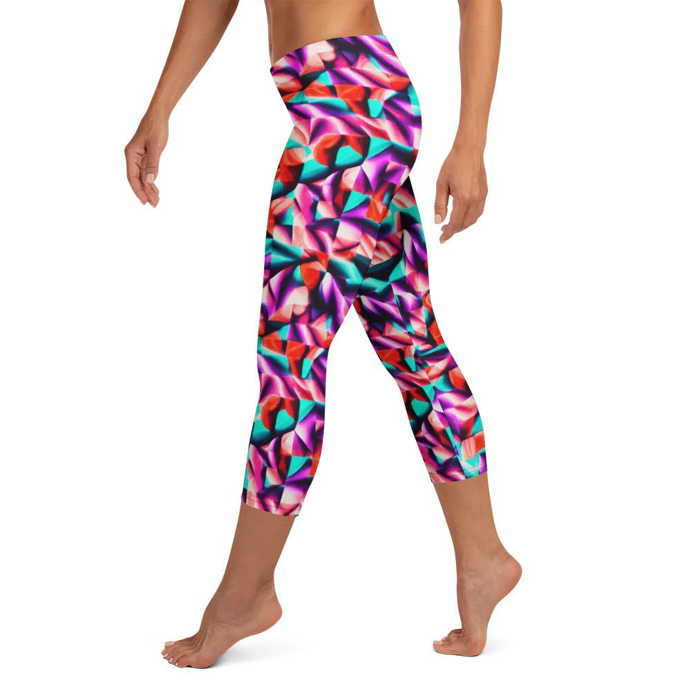 Electric Petalwork on Capri Leggings — Left