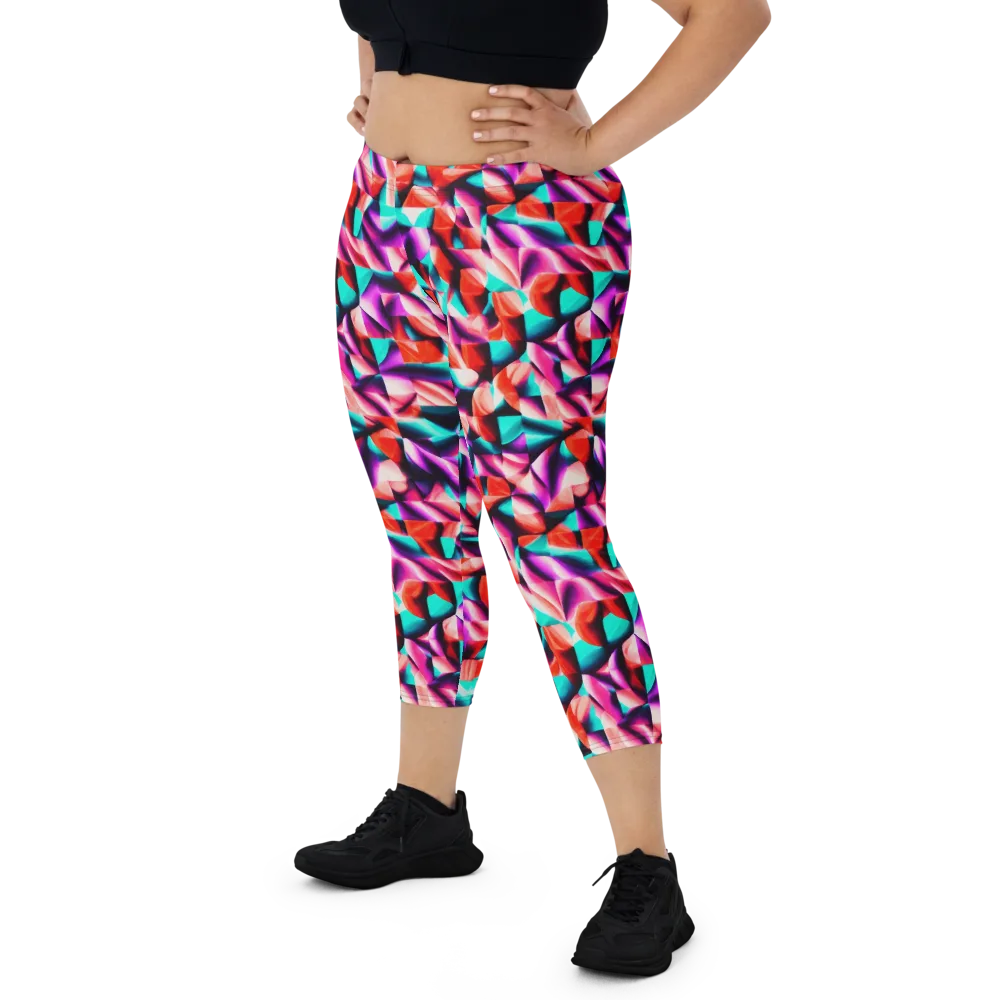 Electric Petalwork on Capri Leggings — Front