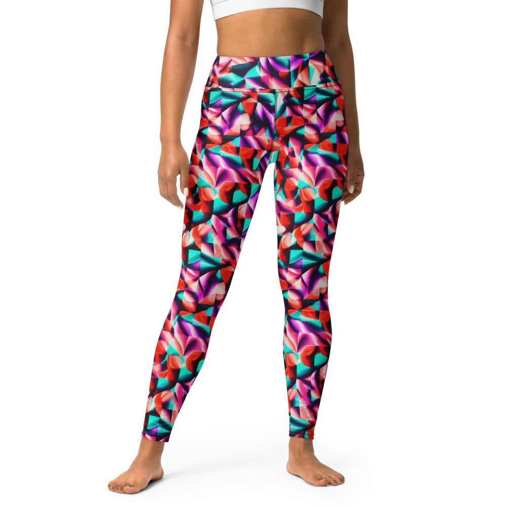 Electric Petalwork on Yoga Leggings — Front